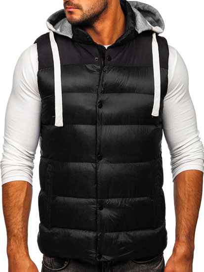 Gilet matelassé à capuche pour homme noir Bolf 13078