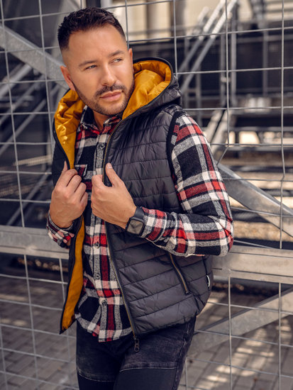 Gilet matelassé à capuche pour homme noir Bolf 7106A