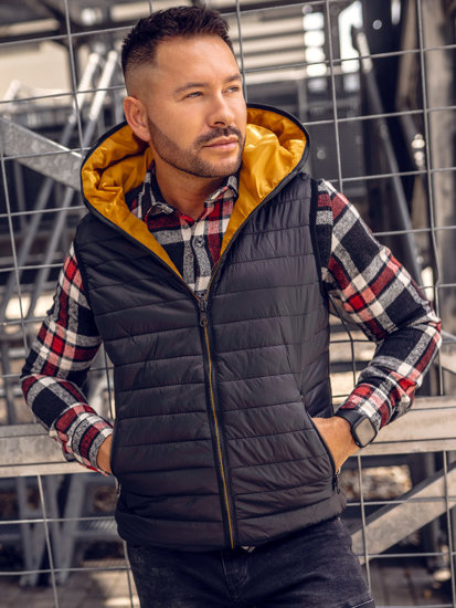 Gilet matelassé à capuche pour homme noir Bolf 7106A