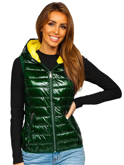 Gilet matelassé pour femme vert à capuche Bolf R9549   