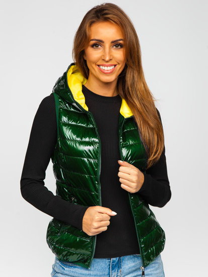 Gilet matelassé pour femme vert à capuche Bolf R9549   