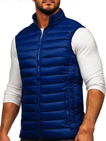 Gilet pour homme matelassé sans capuche bleu foncé Bolf LY32