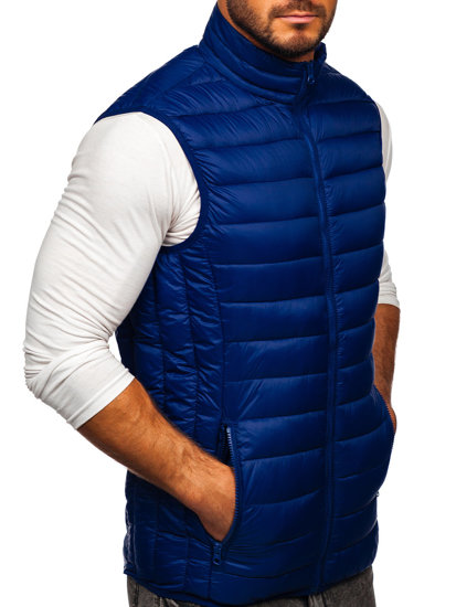 Gilet pour homme matelassé sans capuche bleu foncé Bolf LY32