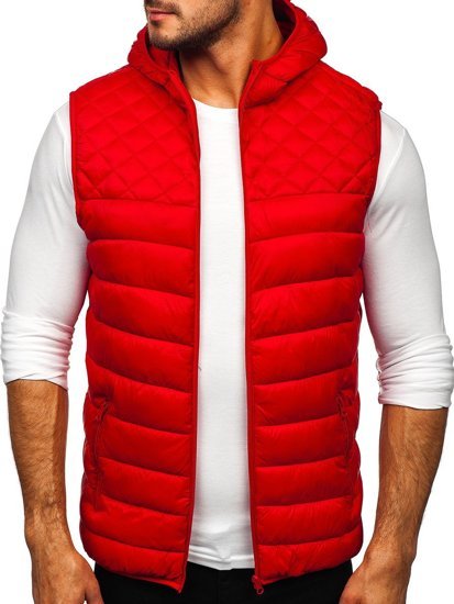 Gilet pour homme rouge matelassé à capuche Bolf HDL88003  