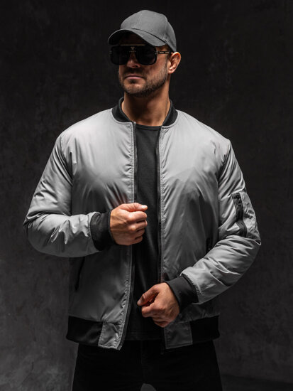 Homme Blouson bomber de transition Gris Bolf AK95A1