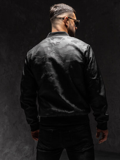 Homme Blouson bomber en cuir Noir Bolf 3A63A1