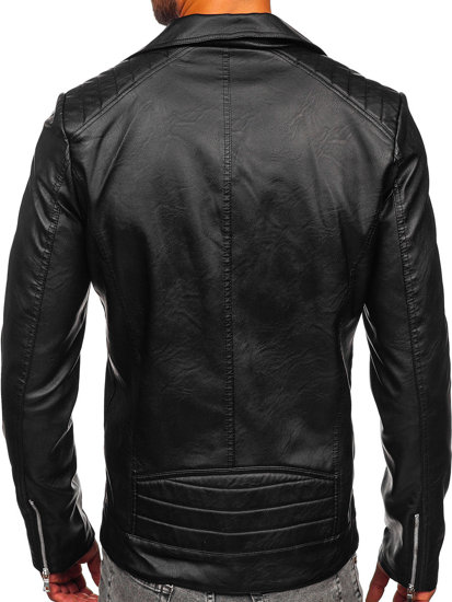 Homme Blouson de motard en cuir Noir Bolf 11Z8067