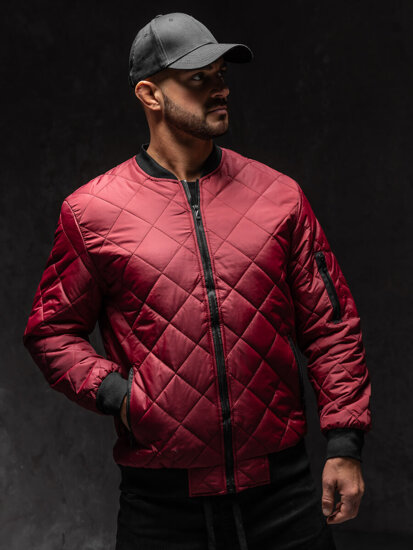 Homme Blouson de transition bomber matelassé Bordeaux Bolf MY-01A1