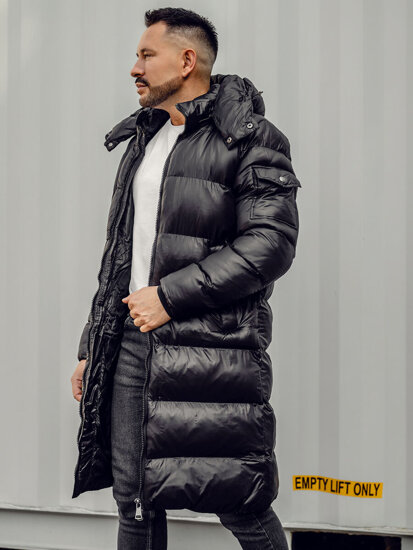 Homme Blouson d'hiver longue matelassée Noir Bolf 9971A