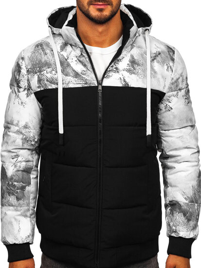 Homme Blouson d'hiver matelassé imprimé Noir Bolf 31M5029