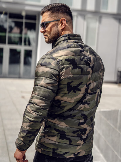 Homme Blouson d'hiver matelassée camo Vert Bolf SM80A