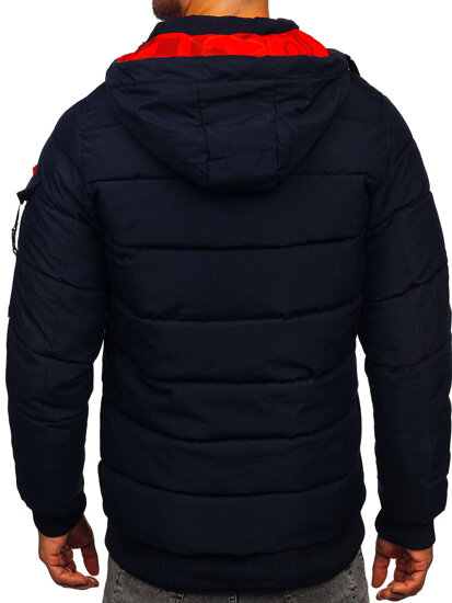 Homme Blouson d'hiver réversible Bleu foncé-Rouge Bolf SM23-506