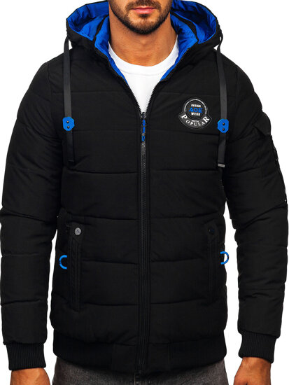 Homme Blouson d'hiver réversible Noir-Bleu Bolf SM23-506