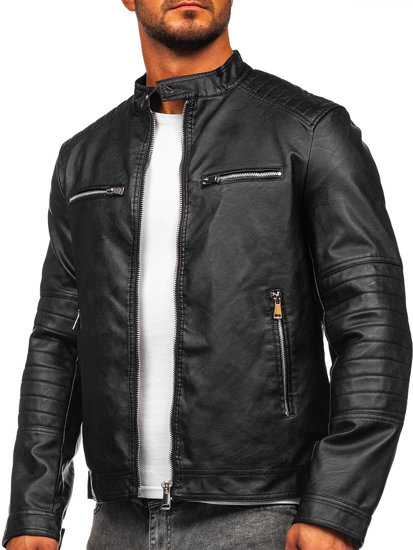 Homme Blouson en cuir Noir Bolf 11Z8066