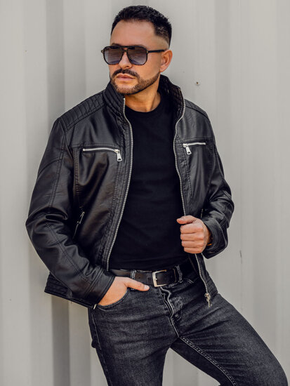 Homme Blouson en cuir Noir Bolf 11Z8150