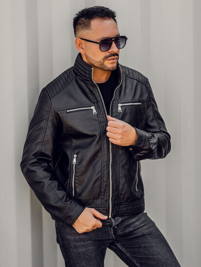 Homme Blouson en cuir Noir Bolf 11Z8150