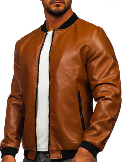 Homme Blouson en cuir bomber Camel Bolf 11Z8107