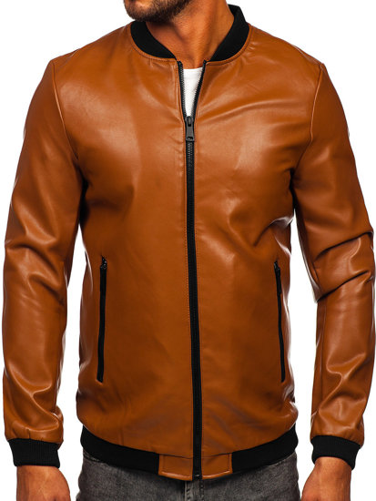 Homme Blouson en cuir bomber Camel Bolf 11Z8107