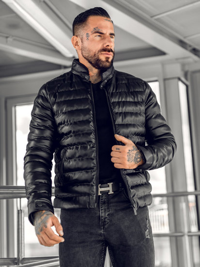 Homme Blouson en cuir matelassée Noir Bolf 5M796A