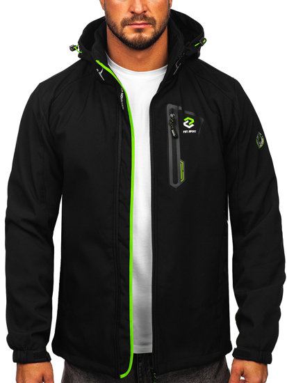 Homme Blouson softshell de transition Noir-Vert Bolf WX085