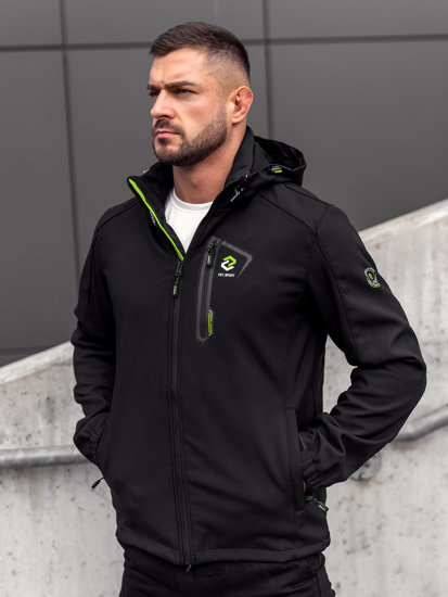 Homme Blouson softshell de transition Noir-Vert Bolf WX085