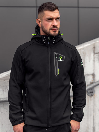 Homme Blouson softshell de transition Noir-Vert Bolf WX085