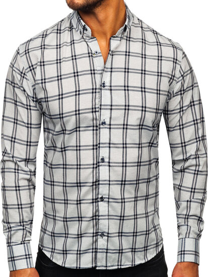 Homme Chemise à carreaux à manche longue Graphite Bolf 22749