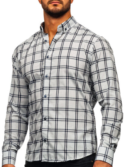 Homme Chemise à carreaux à manche longue Graphite Bolf 22749