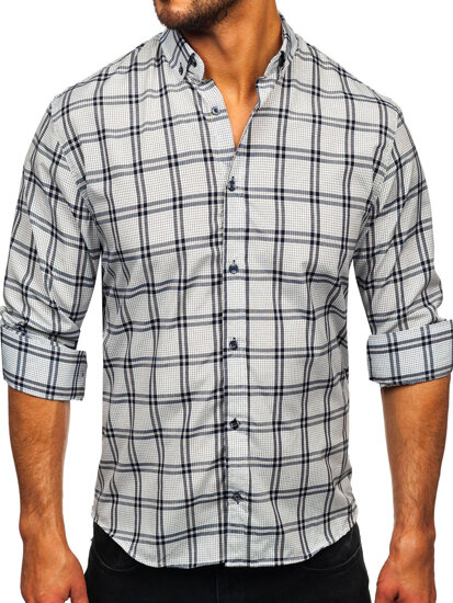 Homme Chemise à carreaux à manche longue Graphite Bolf 22749