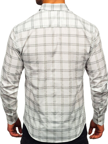 Homme Chemise à carreaux à manche longue Gris Bolf 22749