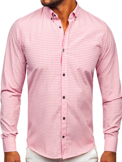 Homme Chemise à carreaux à manches longues Rose Bolf 22745