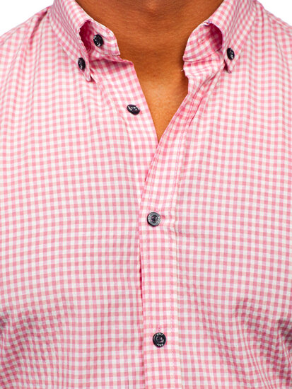 Homme Chemise à carreaux à manches longues Rose Bolf 22745