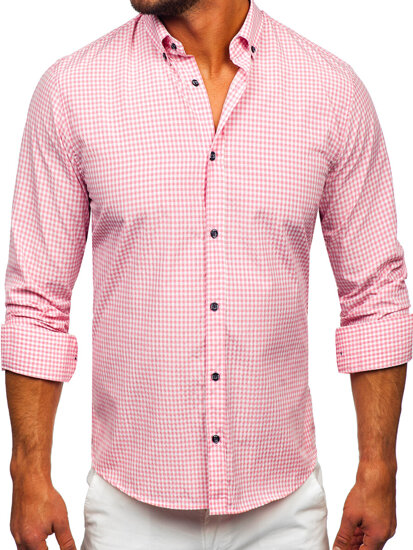 Homme Chemise à carreaux à manches longues Rose Bolf 22745