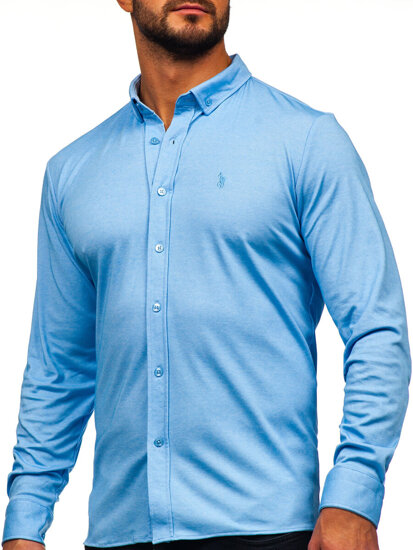 Homme Chemise casual à manches longues Bleu Bolf 500