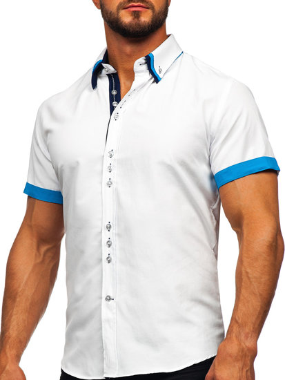 Homme Chemise élégante à manche courtes Blanc Bolf 2926