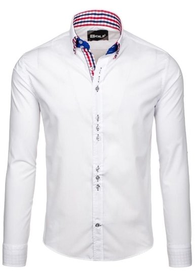 Homme Chemise élégante à manche longue Blanc Bolf 0926