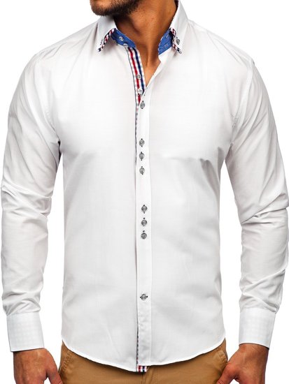 Homme Chemise élégante à manche longue Blanc Bolf 0926