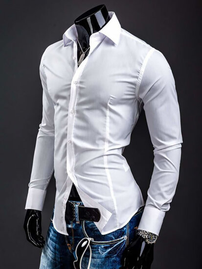 Homme Chemise élégante à manche longue Blanc Bolf 1703A