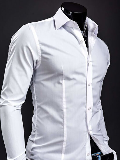 Homme Chemise élégante à manche longue Blanc Bolf 1703A