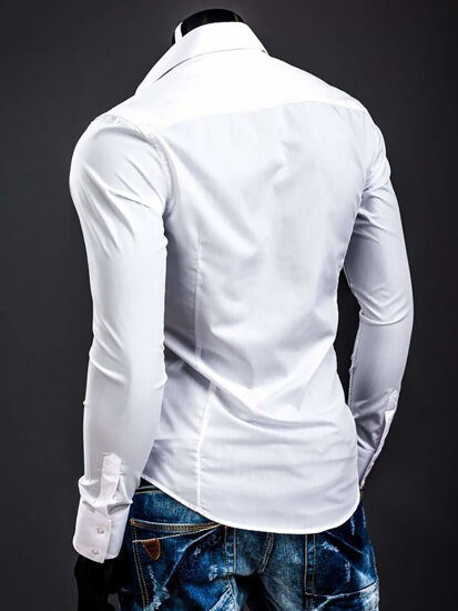 Homme Chemise élégante à manche longue Blanc Bolf 1703A