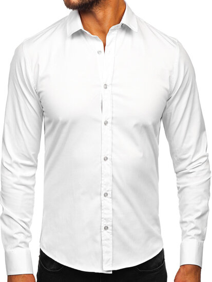 Homme Chemise élégante à manche longue Blanc Bolf 24702