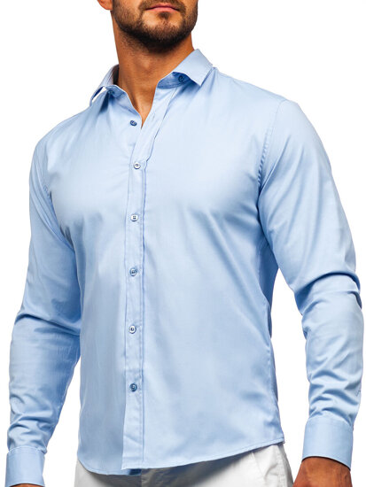 Homme Chemise élégante à manche longue Bleu Bolf 24702