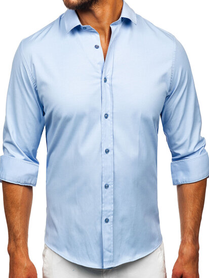 Homme Chemise élégante à manche longue Bleu Bolf 24702