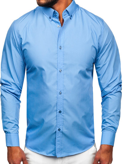 Homme Chemise élégante à manche longue Bleu ciel Bolf 5821-1