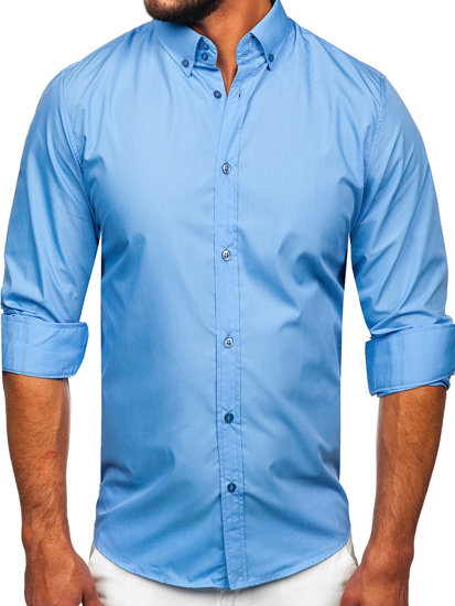 Homme Chemise élégante à manche longue Bleu ciel Bolf 5821-1