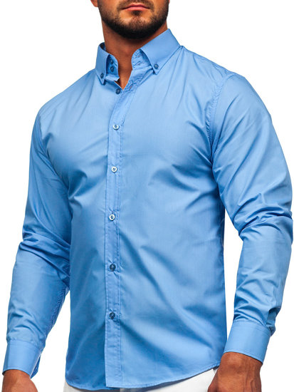 Homme Chemise élégante à manche longue Bleu ciel Bolf 5821-1