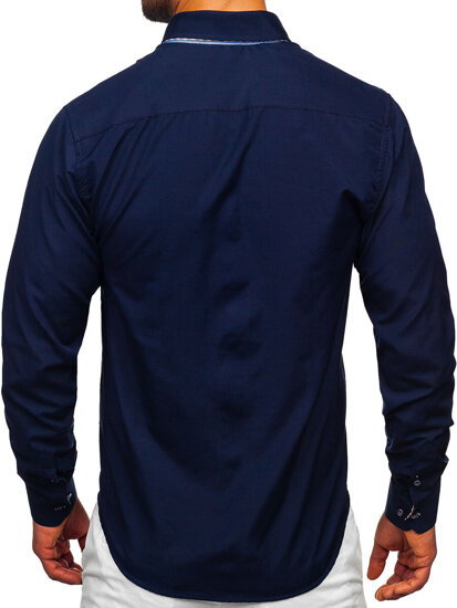 Homme Chemise élégante à manche longue Bleu foncé Bolf 0926