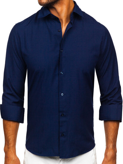 Homme Chemise élégante à manche longue Bleu foncé Bolf 24740