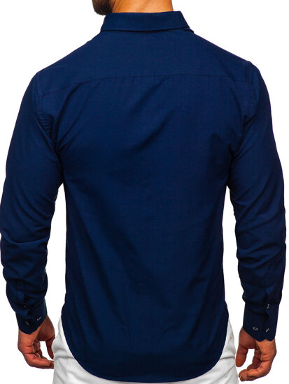 Homme Chemise élégante à manche longue Bleu foncé Bolf 5821-1