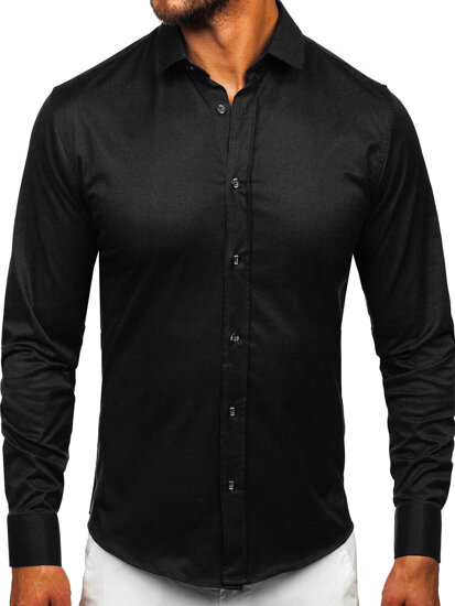 Homme Chemise élégante à manche longue Noir Bolf 24702